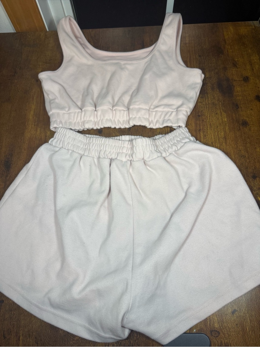 Blush Pink Matching Lounge Set Crop Tank & Shorts Size Medium - Picture 2 of 2